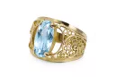 Aquamarin 14 Karat Gelbgold Ring Vintage Handwerk vrc057y
